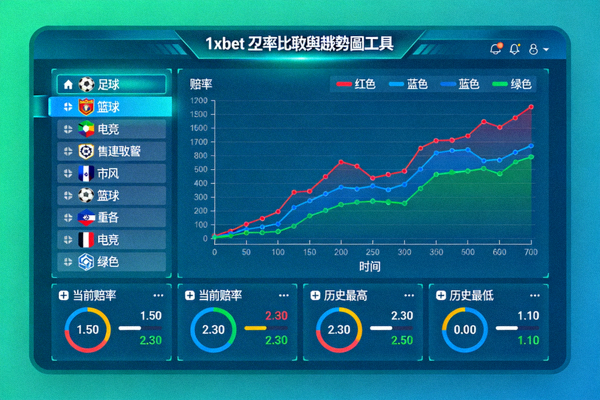 1xbet 賠率比較與趨勢圖工具，可同時查看多個投注市場