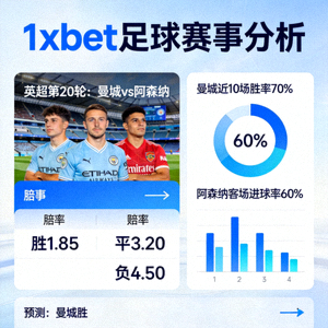 1xbet 足球賽事分析頁面展示，包含賠率、統計數據與預測